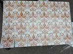 30 antieke wandtegels 15x15 sierlijke roodbruine kaardebol, Ophalen