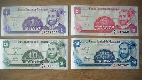 Nicaraqua 1991, 4 verschillende bankbiljetten (UNC), Postzegels en Munten, Bankbiljetten | Amerika, Setje, Zuid-Amerika, Verzenden