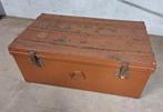 Vintage, metalen grote deken kist of hutkoffer, Ophalen, Gebruikt, Minder dan 50 cm, Minder dan 50 cm