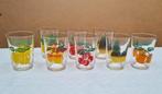 Vintage Glazen met Fruitmotieven - Set van 8, Verzamelen, Glas en Borrelglaasjes, Ophalen of Verzenden, Gebruikt