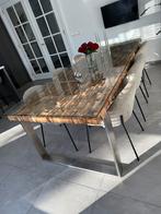 Rofra home eettafel tafel hout staal glas 240x100 snel weg, Huis en Inrichting, Japandi, 200 cm of meer, Vijf personen of meer