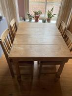 houten uitschuif eettafel met 4 stoelen., Huis en Inrichting, Tafels | Eettafels, Ophalen, Gebruikt, 100 tot 150 cm, 50 tot 100 cm