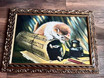 Groot Katten schilderij beschikbaar voor biedingen
