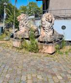 Marmeren leeuwen - leeuwen beelden - XXL leeuwen decoratie, Ophalen, Gebruikt, Dierenbeeld