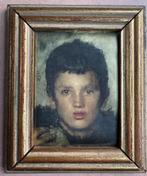 Mooi schilderijtje, hout met zijde, Antonio Mancini (kopie), Antiek en Kunst, Ophalen of Verzenden