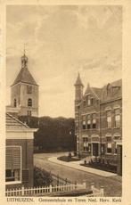 Uithuizen. Gemeentehuis en Toren Ned. Herv. Kerk - ongelopen, Verzamelen, Ansichtkaarten | Nederland, Ophalen of Verzenden, Voor 1920