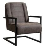 Stoere fauteuil grijs – Morris van Leen Bakker (2x), Huis en Inrichting, Ophalen, 75 tot 100 cm, Zo goed als nieuw, Metaal