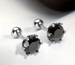 2 Carat Zwart Moissanite Oorknopjes Met Schroefsluiting, Zwart, Nieuw, Ophalen of Verzenden, Met edelsteen