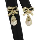 Strik oorbellen 14k goud dames met parel pampel design