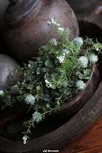 Zijden bol groen met witte bloemetjes, Www.jufbrocante.nl, Www.jufbrocante.nl, Nieuw, Ophalen of Verzenden