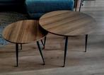 Set houten bijzettafeltjes rond, Minder dan 55 cm, Rond, Zo goed als nieuw, Hout