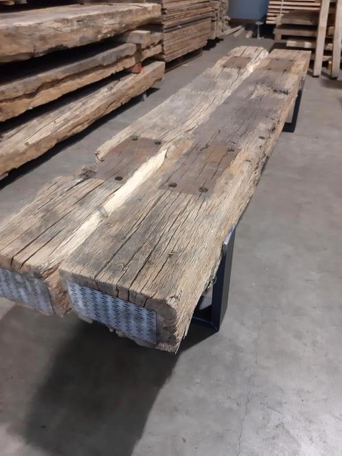 Tv dressoir  salontafel  oud eiken blanke Spoorbielzen, Tuin en Terras, Bielzen en Borders, Gebruikt, Biels, Hout, Ophalen of Verzenden