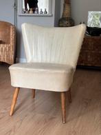 Retro cocktailfauteuil, Ophalen, Vintage cocktailfauteuil Ivory kleur., Minder dan 75 cm, Leer
