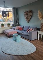 Hoekbank lichtblauw/grijs - Zelf ophalen, Gebruikt, 150 tot 200 cm, Hoekbank, Ophalen of Verzenden