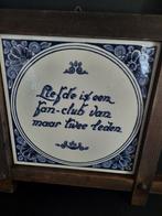 Delftsblauwe tegel met spreuk, Antiek en Kunst, Ophalen of Verzenden
