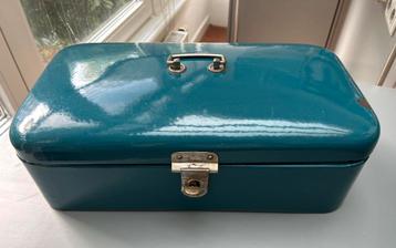 Vintage antieke Broodtrommel - blauw/petrol beschikbaar voor biedingen