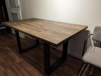 Robuuste eikenhouten tafel met stalen poten 160x90, Huis en Inrichting, Tafels | Eettafels, 50 tot 100 cm, 150 tot 200 cm, Rechthoekig