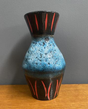 60 70's VAAS NR 25 blauw LAVA Zwarte vaas & rode strepen beschikbaar voor biedingen