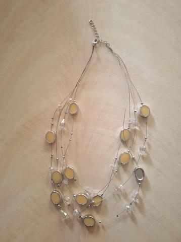 Ketting glaskunst met gele stenen en kristal beschikbaar voor biedingen