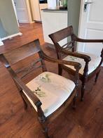 Teak stoelen met bloemmotief (stijl Biedermeier/Louis XVI), Huis en Inrichting, Ophalen, Gebruikt, Twee, Bruin