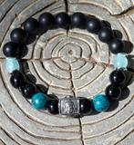 Nieuwe 10mm herenarmband onyx/obsidiaan/Agaat, Ophalen of Verzenden, Nieuw, Blauw, Elastiek