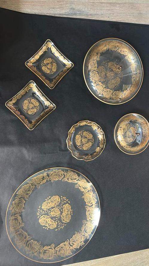 vintage glazen schalen met deksel in Hollywood Regency stijl, Antiek en Kunst, Antiek | Glas en Kristal, Ophalen of Verzenden