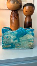 Studio pottery raku keramiek object vaas turquoise, Wit, Aardewerk of Porselein, Ophalen of Verzenden, Zo goed als nieuw
