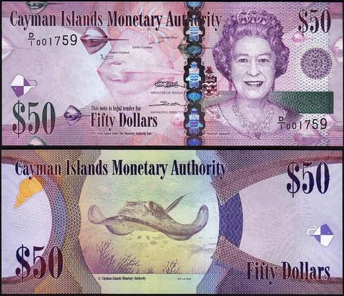 Cayman Islands 50 Dollars 2010, UNC, Prefix D/I 000***, P-42, Postzegels en Munten, Bankbiljetten | Amerika, Los biljet, Midden-Amerika