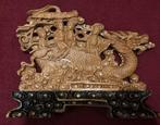 Prachtig Chinees houtsnijwerk draak net vier onsterfelijke, Antiek en Kunst, Kunst | Niet-Westerse kunst, Ophalen of Verzenden