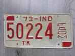 Kentekenplaat 1973 Indiana USA Nummerplaat Nummerbord, Verzamelen, Ophalen of Verzenden, Gebruikt, Auto's