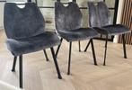 Set van 6 eetkamerstoelen met handgreep - Velvet grijs, Huis en Inrichting, Stoelen, Ophalen, Zo goed als nieuw, Modern en elegant