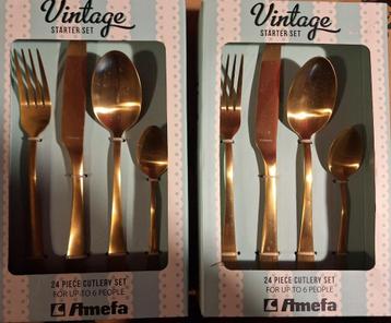 Amefa bestekset vintage gold starter set, 24-delig (2 sets) beschikbaar voor biedingen