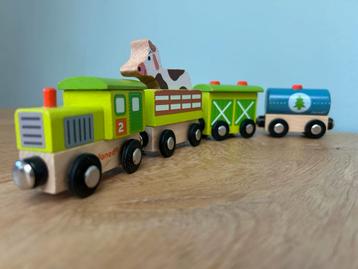 Houten boerderij speeltrein van Janod beschikbaar voor biedingen