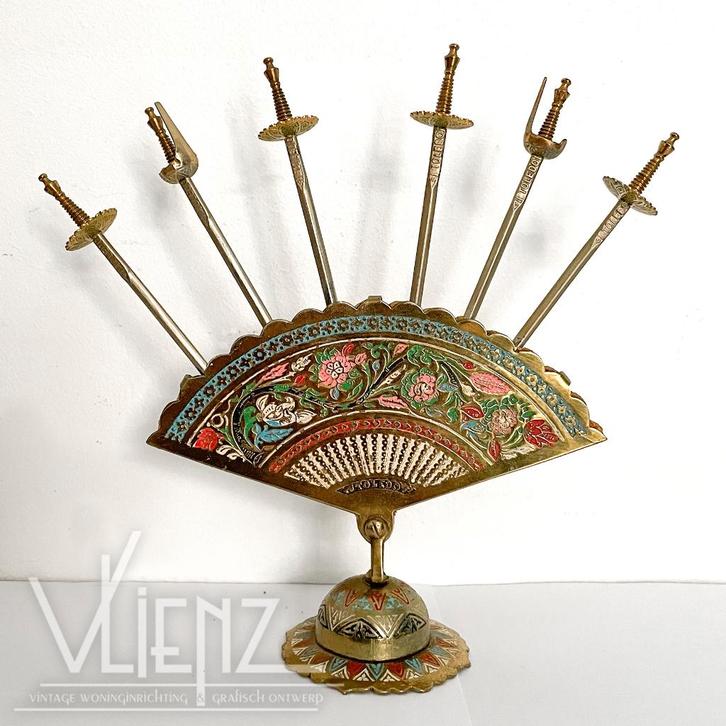 Vintage, Midcentury waaier Toledo met zwaardjes, prikkers, Antiek en Kunst, Curiosa en Brocante, Ophalen of Verzenden