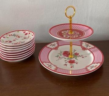 Bonbon Etagère + 8 schaaltjes- borrel plateau- roze/ rood beschikbaar voor biedingen