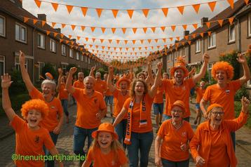 Grote partij Oranje vlaggen vlaglijnen van 11 meter  beschikbaar voor biedingen