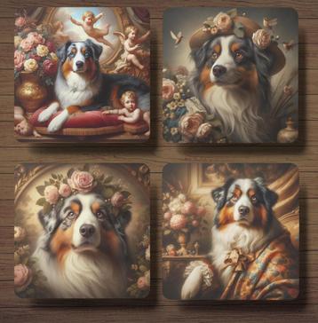 Australian Shepherd Barok onderzetters met houder beschikbaar voor biedingen