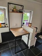 Opklapbare industrial eettafel mango hout, Ophalen, 50 tot 100 cm, Trendy mango, Vierkant