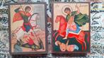 Twee Bulgaarse ikonen, handgeschilderd. Dimitrios en Georgos, Ophalen of Verzenden