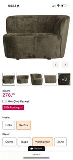 WOOOD Stone Fauteuil Warmgroen - Zo Goed Als Nieuw, Huis en Inrichting, Fauteuils, 75 tot 100 cm, Ophalen of Verzenden, Zo goed als nieuw
