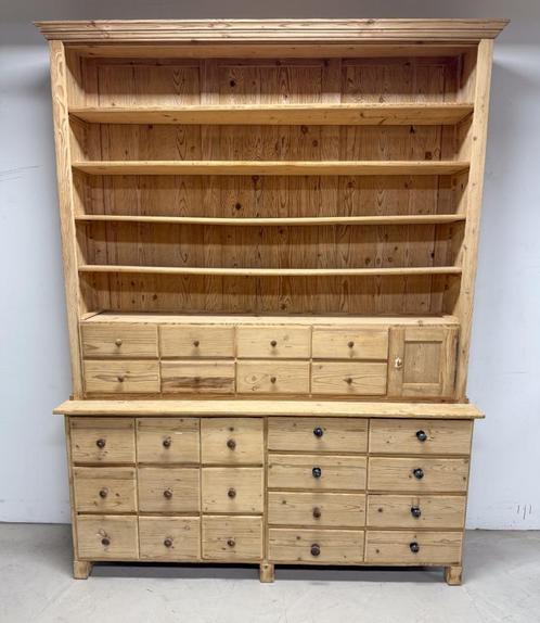 Antieke werkplaats kast met lades massief hout / atelierkast, Antiek en Kunst, Curiosa en Brocante, Ophalen