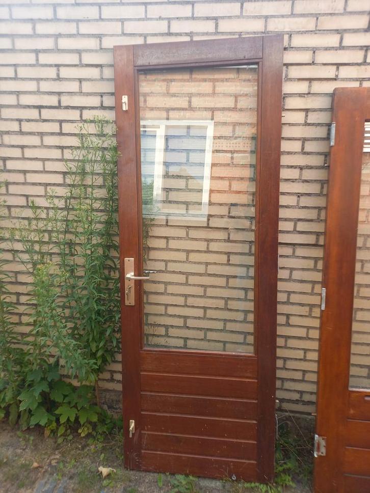 3 hardhouten buitendeuren, Doe-het-zelf en Verbouw, Deuren en Horren, Zo goed als nieuw, Buitendeur, 200 tot 215 cm, 80 tot 100 cm