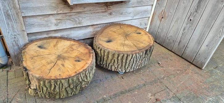 Boomstamtafel / Bijzettafel, Huis en Inrichting, Tafels | Salontafels, Zo goed als nieuw, Minder dan 50 cm, 50 tot 100 cm, 50 tot 100 cm