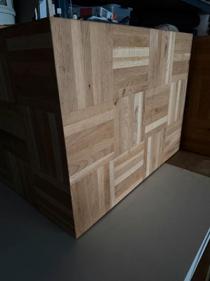 Massief Eiken Bloktafel / Bijzettafel - 64x64x48cm, Huis en Inrichting, Tafels | Bijzettafels, Nieuw, Vierkant, 45 tot 60 cm, 55 tot 75 cm