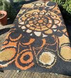 AFGEPRIJSD! Vintage psychedelisch smyrna geknoopt vloerkleed, Bruin, Gebruikt, 100 tot 150 cm, Ophalen of Verzenden