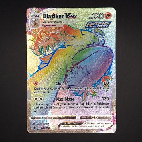 Chilling Reign Blaziken Vmax 200/198 Rare Rainbow, Hobby en Vrije tijd, Verzamelkaartspellen | Pokémon, Zo goed als nieuw, Meerdere kaarten