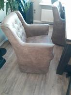 4 leren eetkamer stoelen met wieltjes, Ophalen, Minder dan 75 cm, Leer, Zo goed als nieuw