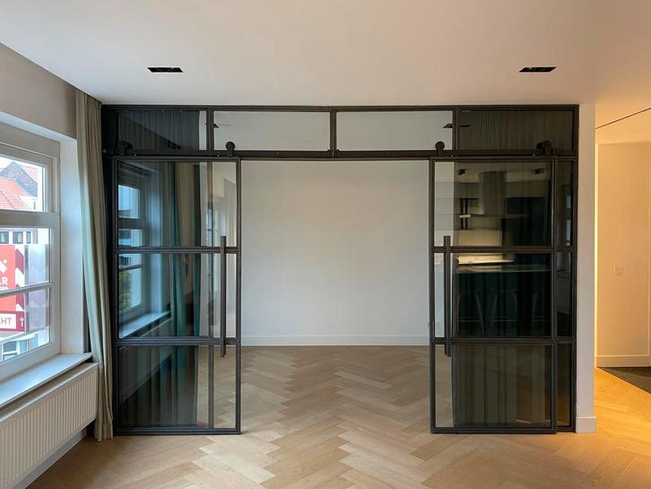 Zwart stalen schuifdeur 220 x 93 centimeter, Doe-het-zelf en Verbouw, Deuren en Horren, Zo goed als nieuw, Binnendeur, 215 cm of meer