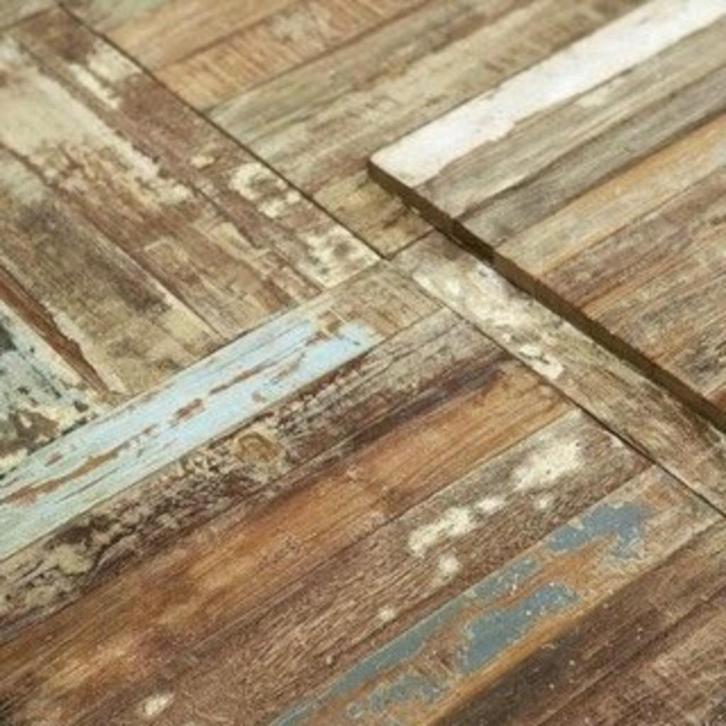 Teakhouten matjes (deels gekleurde plankjes ertussen), Huis en Inrichting, Woonaccessoires | Wandplanken en Boekenplanken, Zo goed als nieuw