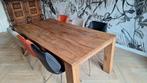 Massieve Eiken Eettafel Uitschuifbaar + 6 Stoelen, Huis en Inrichting, Tafels | Eettafels, Ophalen, Gebruikt, Rustiek, Eikenhout